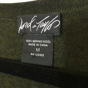 Lord & Taylor Green Merino Wool Cardigan
